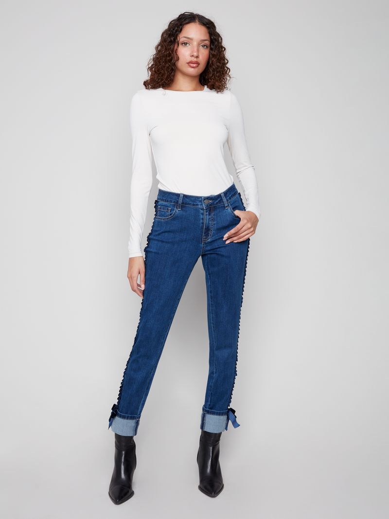 Slim Leg Ribbon Jeans