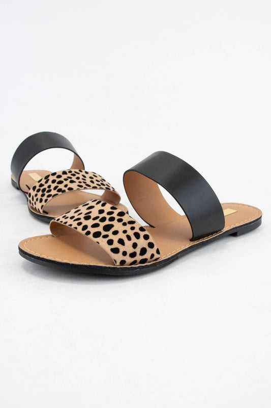 Black Leopard Slide Sandal